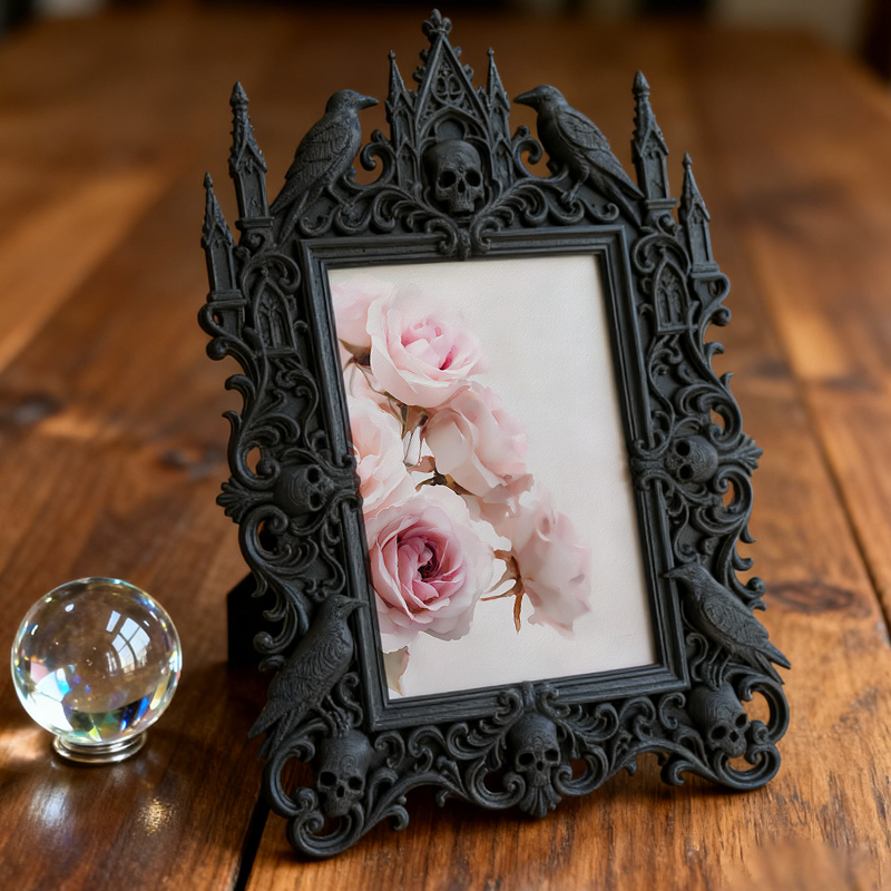 Gothic Dark Frame | Bar Counter Corner Decor, Photo Ornament, Wall/Tabletop, Waterproof Plastic