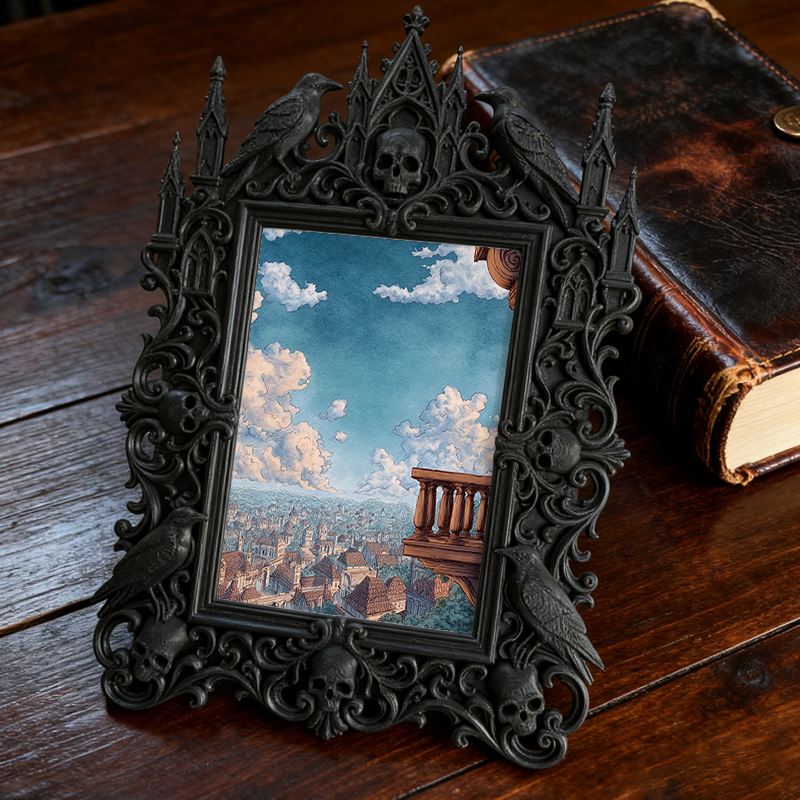Gothic Dark Frame | Cocktail Bar Photo Prop, Wall-mountable/Desktop, Waterproof Plastic Frame