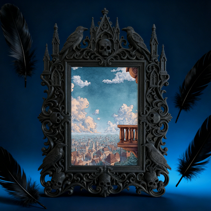 Gothic Dark Frame | Cocktail Bar Photo Prop, Wall-mountable/Desktop, Waterproof Plastic Frame