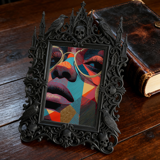 Gothic Dark Frame | Punk Bar Corner Ornament, Dual-use Wall/Tabletop, Waterproof Plastic