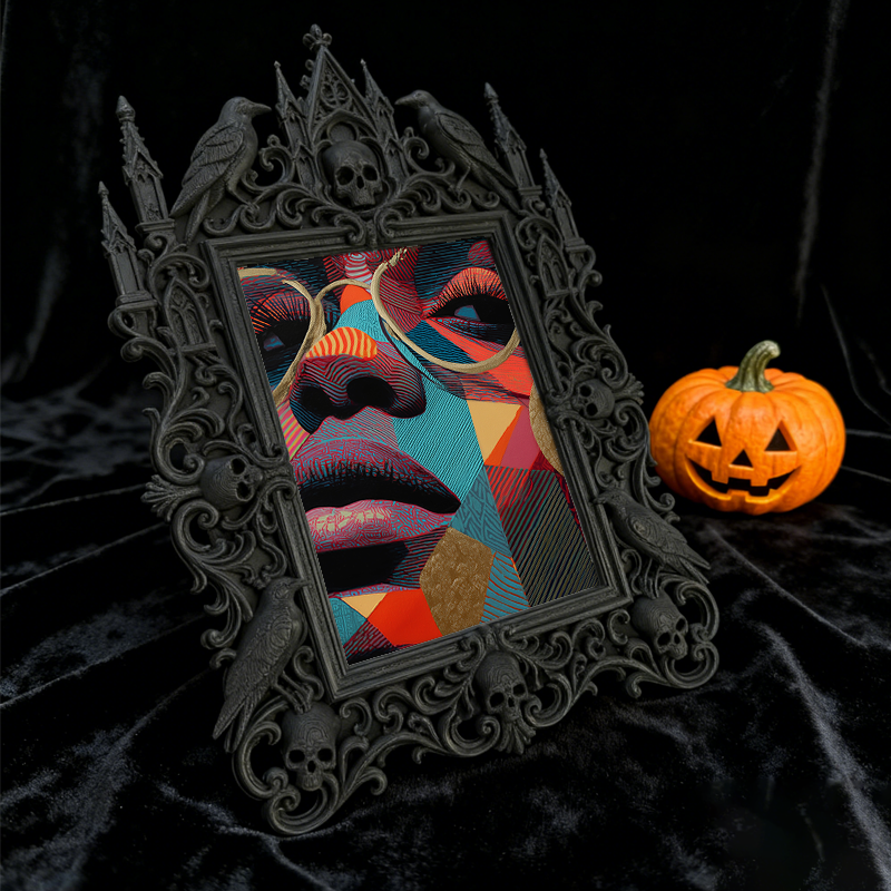 Gothic Dark Frame | Punk Bar Corner Ornament, Dual-use Wall/Tabletop, Waterproof Plastic