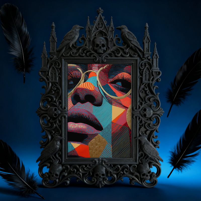 Gothic Dark Frame | Punk Bar Corner Ornament, Dual-use Wall/Tabletop, Waterproof Plastic