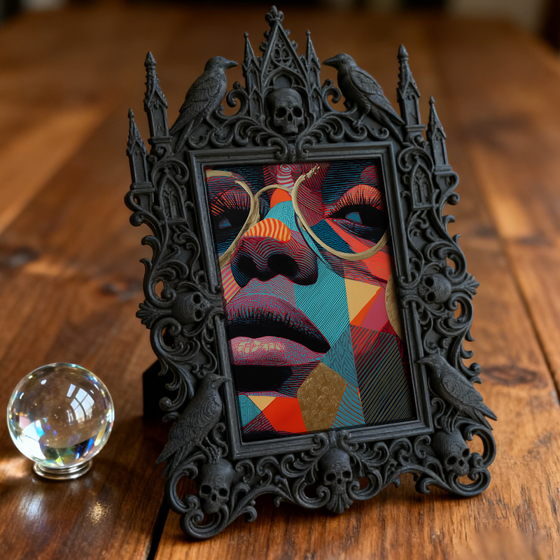 Gothic Dark Frame | Punk Bar Corner Ornament, Dual-use Wall/Tabletop, Waterproof Plastic
