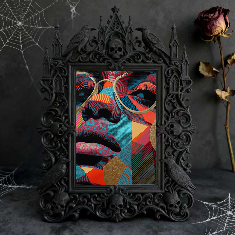 Gothic Dark Frame | Punk Bar Corner Ornament, Dual-use Wall/Tabletop, Waterproof Plastic