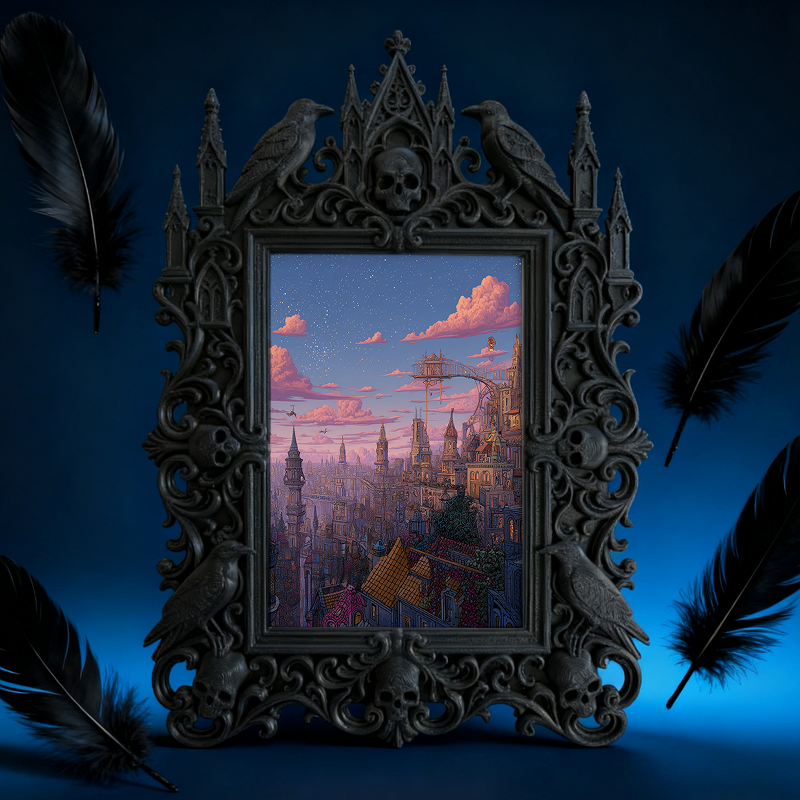 Gothic Dark Frame | Retro Bar Photo Frame, Waterproof Plastic, Desktop & Wall Decor