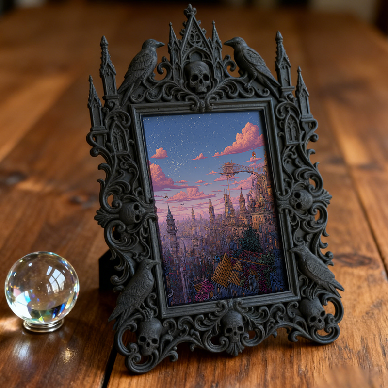 Gothic Dark Frame | Retro Bar Photo Frame, Waterproof Plastic, Desktop & Wall Decor