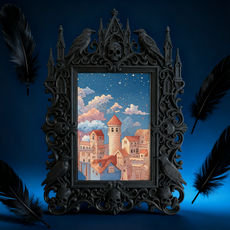 Gothic Dark Frame | Gothic Pub Counter Decor, Wall/Tabletop, Waterproof Plastic