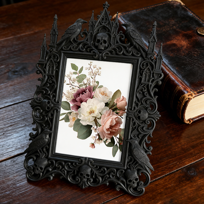 Gothic Dark Frame | Bar Desktop Photo Ornament, Dual-use Wall/Tabletop, Waterproof Plastic