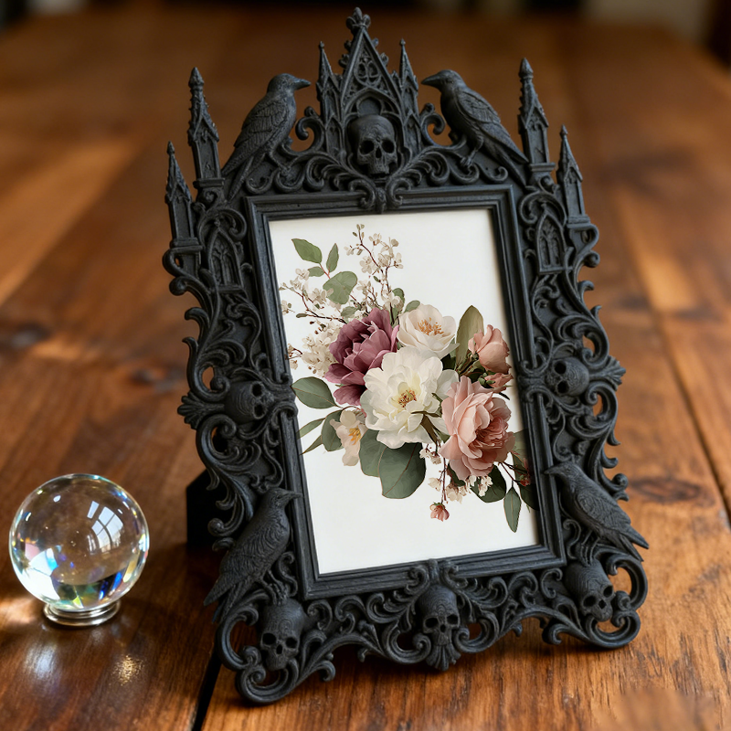 Gothic Dark Frame | Bar Desktop Photo Ornament, Dual-use Wall/Tabletop, Waterproof Plastic