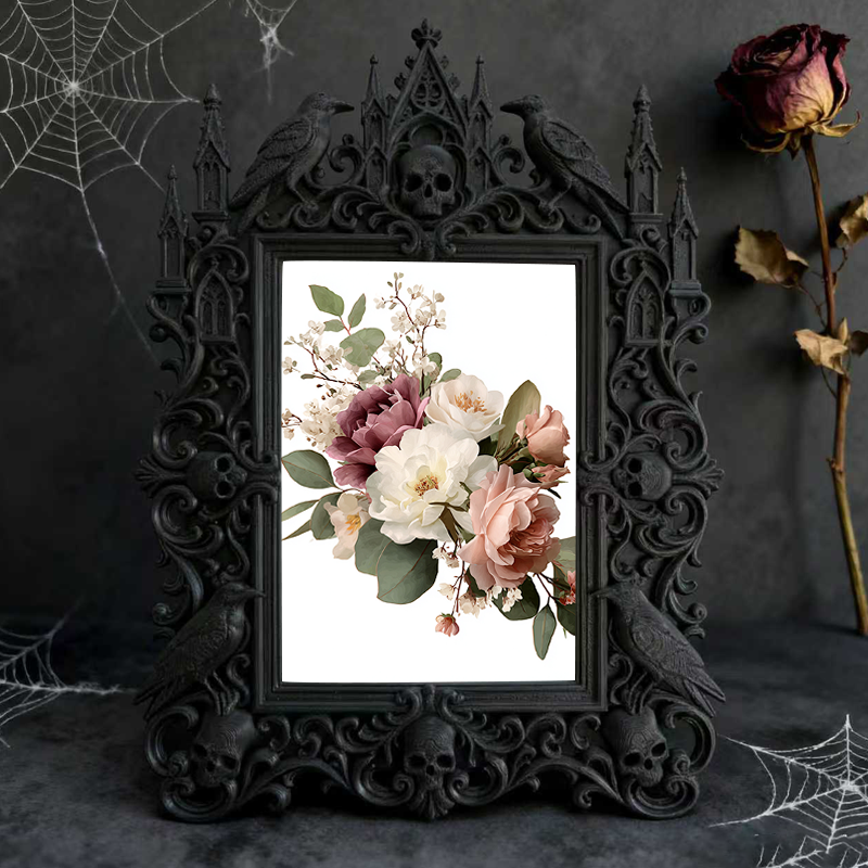 Gothic Dark Frame | Bar Desktop Photo Ornament, Dual-use Wall/Tabletop, Waterproof Plastic