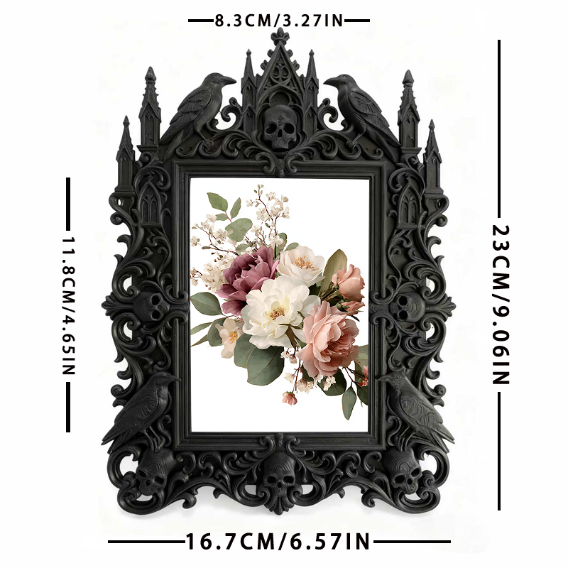 Gothic Dark Frame | Bar Desktop Photo Ornament, Dual-use Wall/Tabletop, Waterproof Plastic