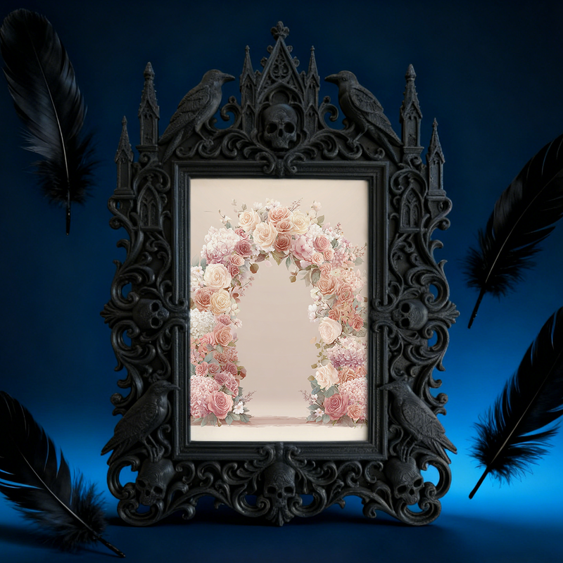 Gothic Dark Frame | Vampire Bar Counter Decor, Photo Display, Waterproof Plastic Frame