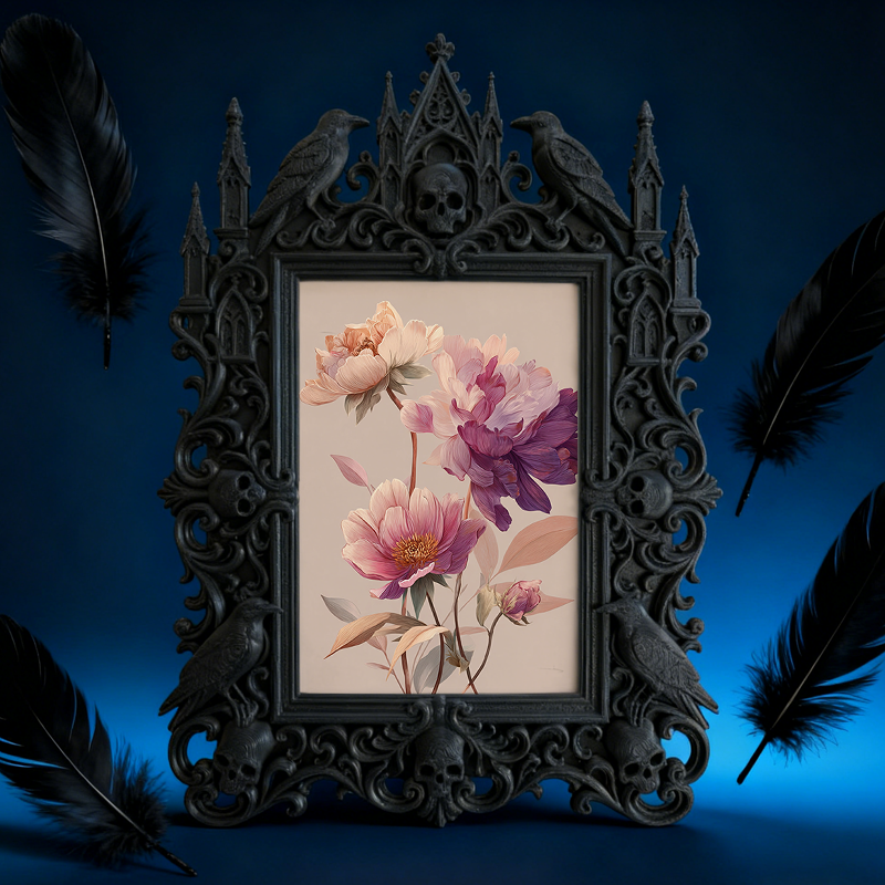 Gothic Dark Frame | Cocktail Bar Corner Decor, Photo Ornament, Waterproof Plastic