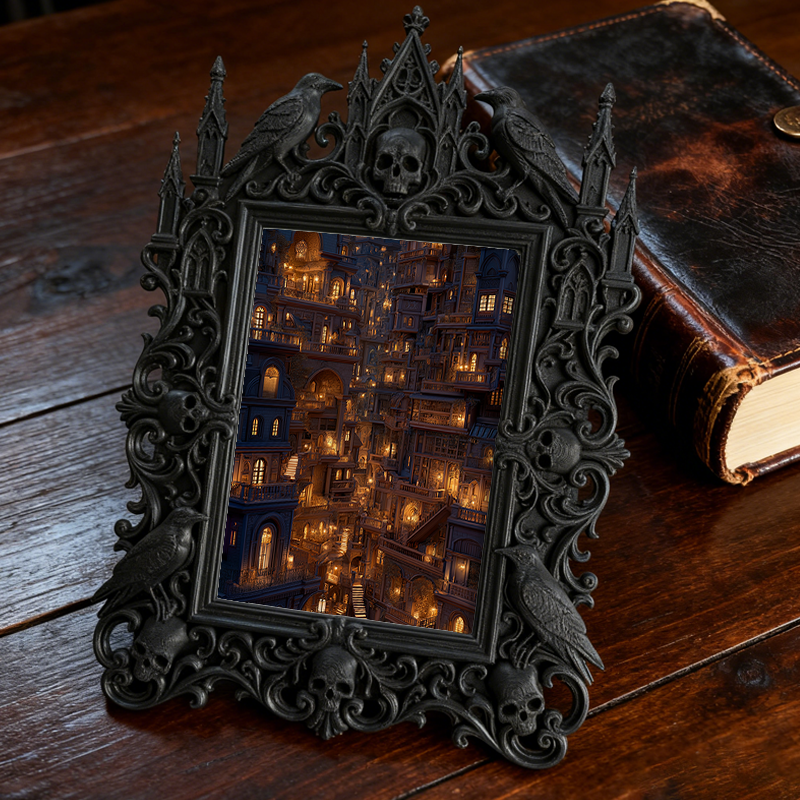 Gothic Dark Frame | Punk Gothic Bar Prop, Wall/Desktop Photo Frame, Waterproof Plastic