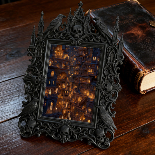 Gothic Dark Frame | Punk Gothic Bar Prop, Wall/Desktop Photo Frame, Waterproof Plastic