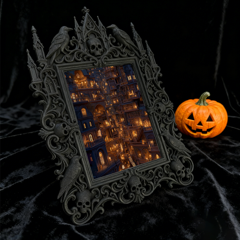 Gothic Dark Frame | Punk Gothic Bar Prop, Wall/Desktop Photo Frame, Waterproof Plastic