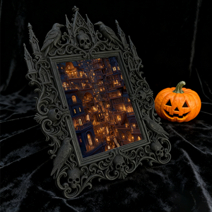 Gothic Dark Frame | Punk Gothic Bar Prop, Wall/Desktop Photo Frame, Waterproof Plastic