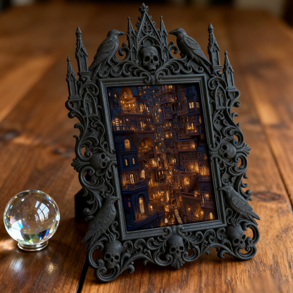Gothic Dark Frame | Punk Gothic Bar Prop, Wall/Desktop Photo Frame, Waterproof Plastic