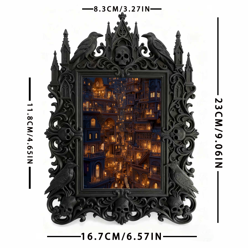 Gothic Dark Frame | Punk Gothic Bar Prop, Wall/Desktop Photo Frame, Waterproof Plastic