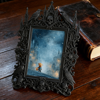 Gothic Dark Frame | Bar Counter Photo Holder, Dual-use Wall/Tabletop, Waterproof Plastic