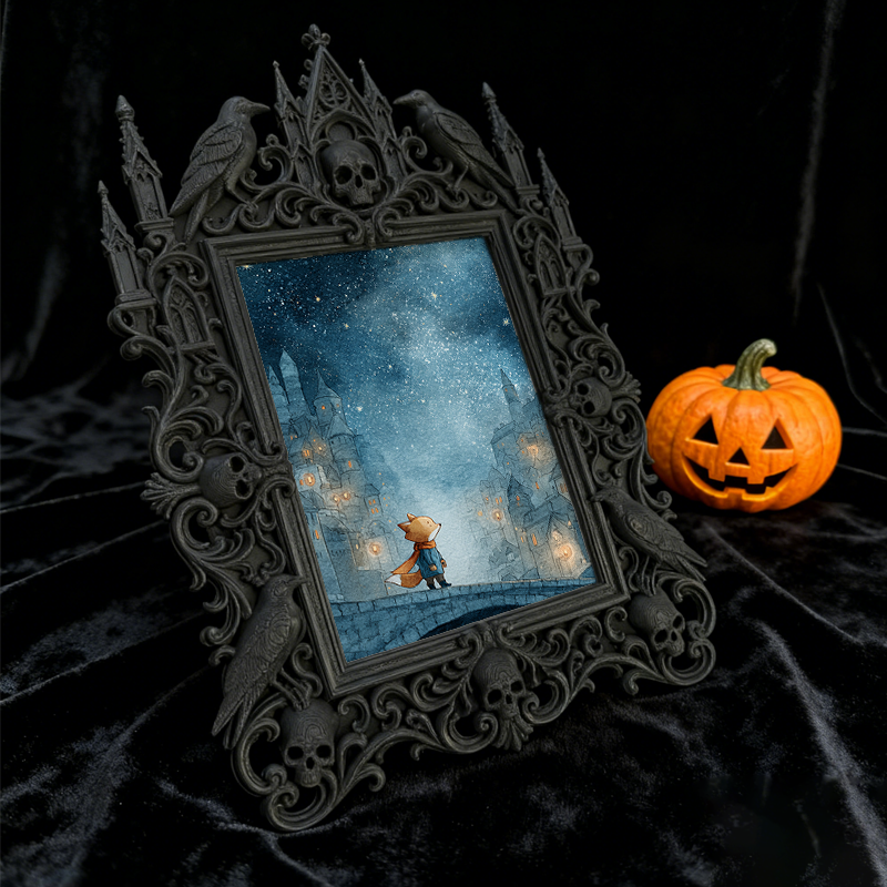 Gothic Dark Frame | Bar Counter Photo Holder, Dual-use Wall/Tabletop, Waterproof Plastic