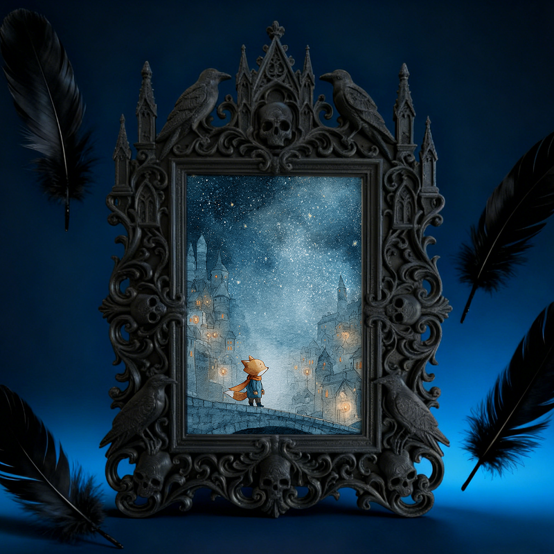 Gothic Dark Frame | Bar Counter Photo Holder, Dual-use Wall/Tabletop, Waterproof Plastic