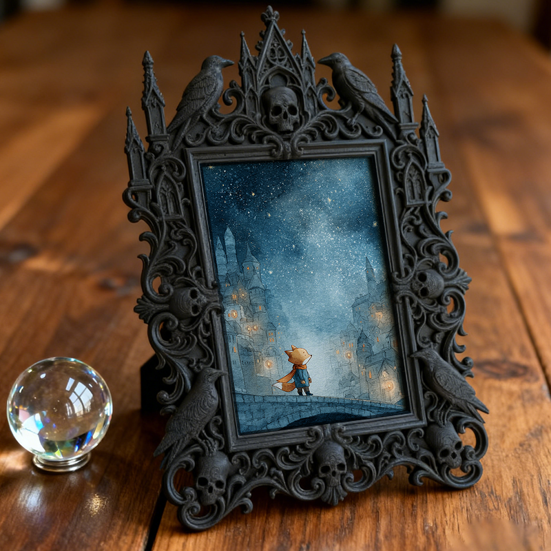 Gothic Dark Frame | Bar Counter Photo Holder, Dual-use Wall/Tabletop, Waterproof Plastic