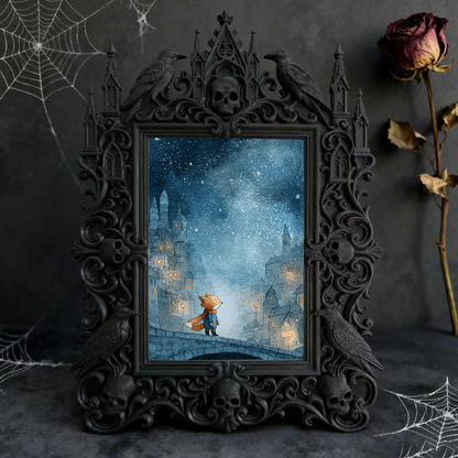 Gothic Dark Frame | Bar Counter Photo Holder, Dual-use Wall/Tabletop, Waterproof Plastic