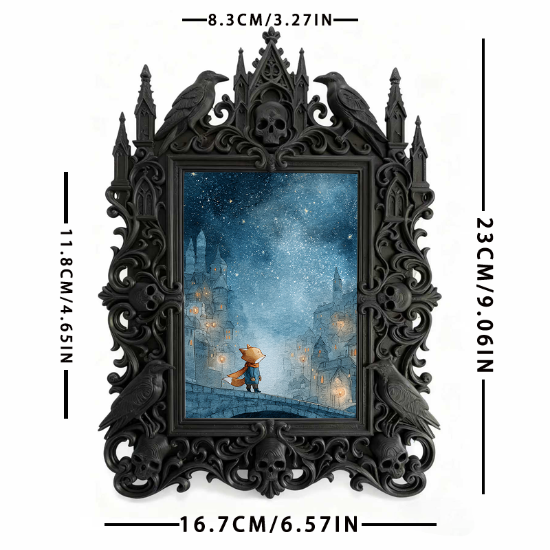Gothic Dark Frame | Bar Counter Photo Holder, Dual-use Wall/Tabletop, Waterproof Plastic