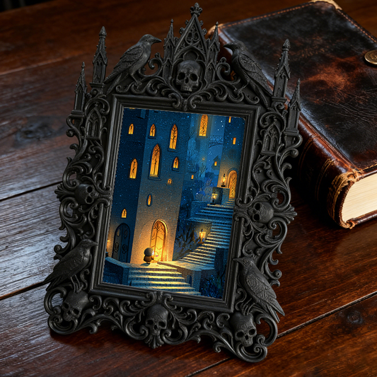 Gothic Dark Frame | Dark Bar Corner Decor, Photo Display Frame, Waterproof Plastic