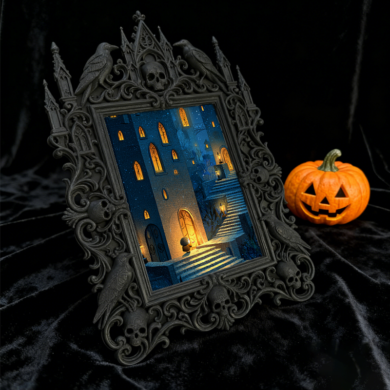Gothic Dark Frame | Dark Bar Corner Decor, Photo Display Frame, Waterproof Plastic