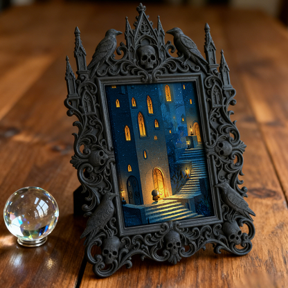 Gothic Dark Frame | Dark Bar Corner Decor, Photo Display Frame, Waterproof Plastic