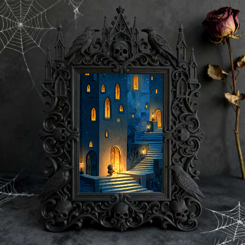 Gothic Dark Frame | Dark Bar Corner Decor, Photo Display Frame, Waterproof Plastic