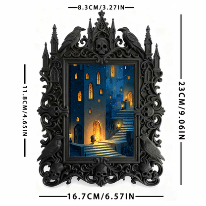 Gothic Dark Frame | Dark Bar Corner Decor, Photo Display Frame, Waterproof Plastic