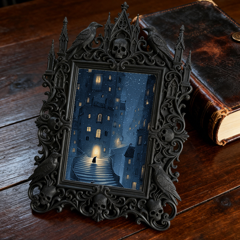 Gothic Dark Frame | Bar Wall & Desktop Photo Prop, Waterproof Plastic Frame