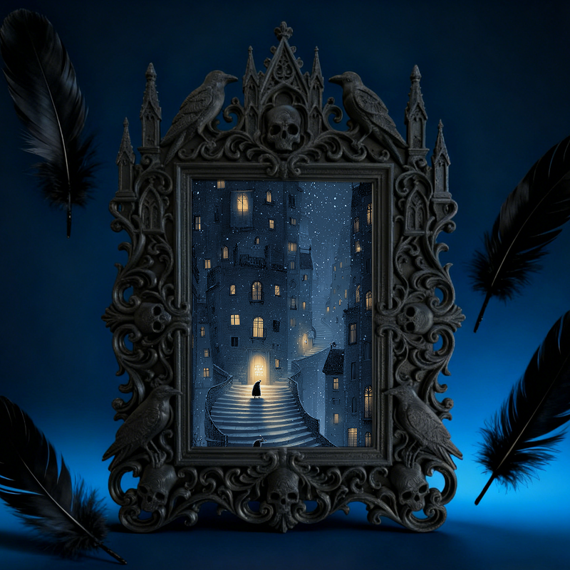 Gothic Dark Frame | Bar Wall & Desktop Photo Prop, Waterproof Plastic Frame