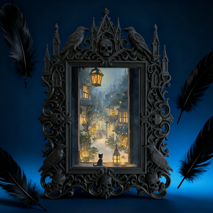 Gothic Dark Frame | Gothic Bar Counter Ornament, Photo Display, Waterproof Plastic