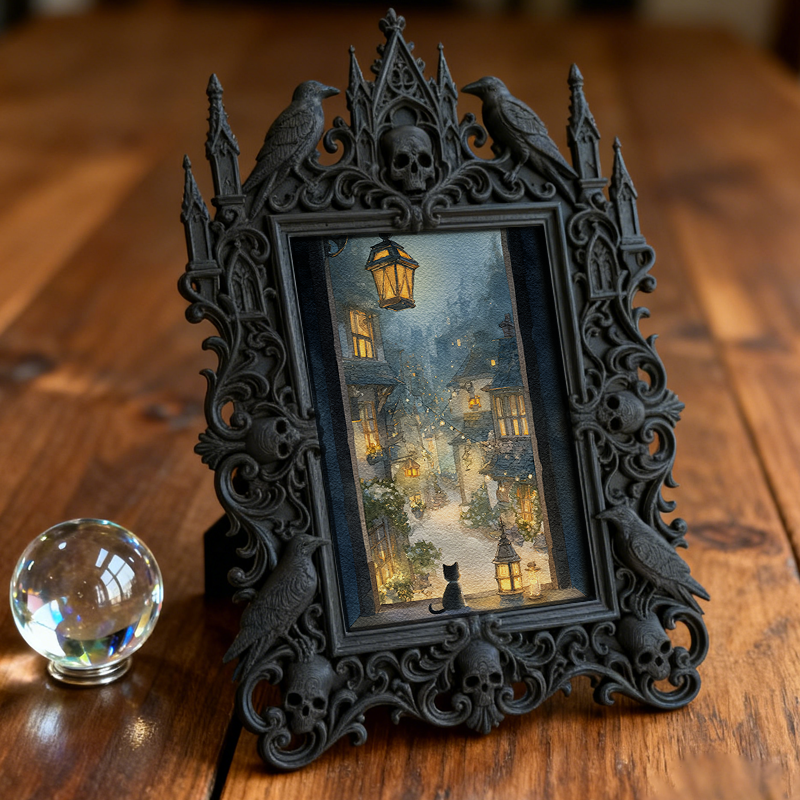 Gothic Dark Frame | Gothic Bar Counter Ornament, Photo Display, Waterproof Plastic