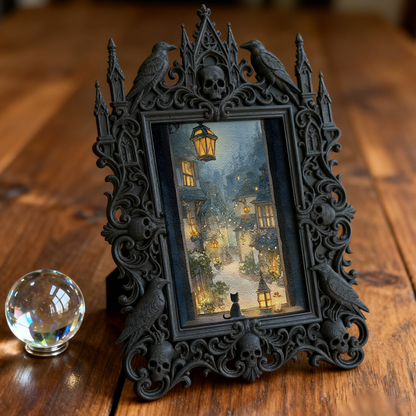 Gothic Dark Frame | Gothic Bar Counter Ornament, Photo Display, Waterproof Plastic