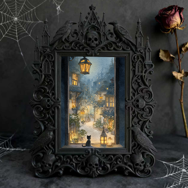 Gothic Dark Frame | Gothic Bar Counter Ornament, Photo Display, Waterproof Plastic