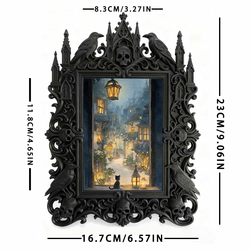 Gothic Dark Frame | Gothic Bar Counter Ornament, Photo Display, Waterproof Plastic