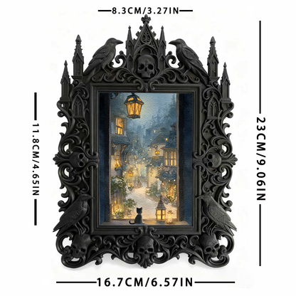 Gothic Dark Frame | Gothic Bar Counter Ornament, Photo Display, Waterproof Plastic
