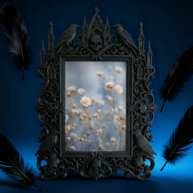 Gothic Dark Frame | Bar Lounge Photo Decor, Waterproof Plastic, Dual-use Frame