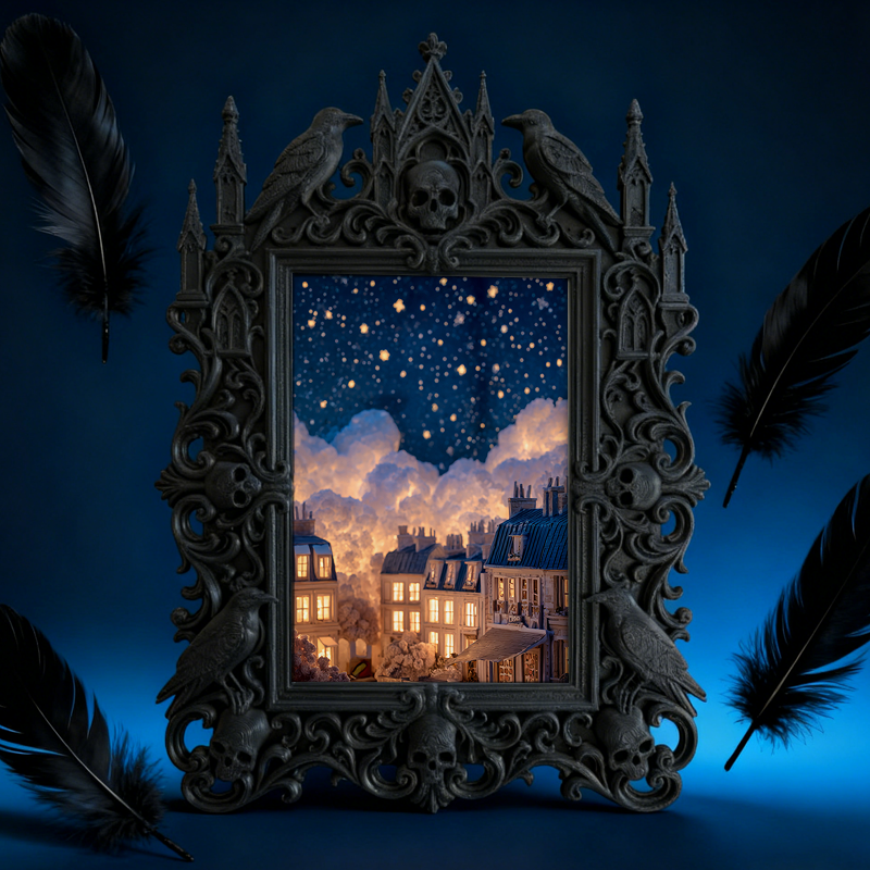 Gothic Dark Frame | Dark-style Bar Photo Prop, Wall/Desktop, Waterproof Plastic Frame