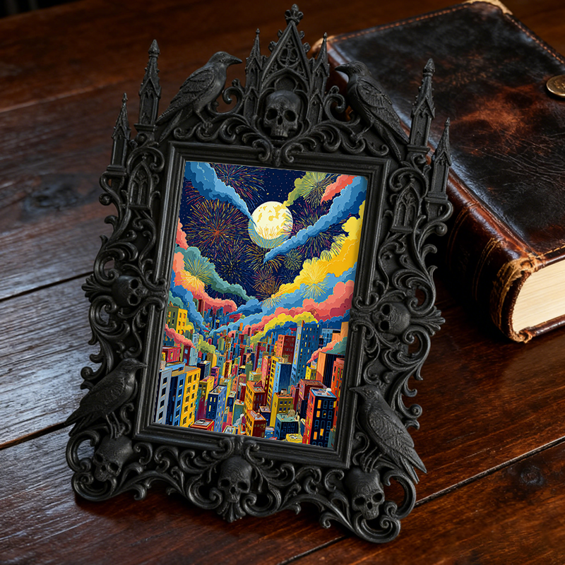 Gothic Dark Frame | Bar Corner Photo Display, Waterproof Plastic, Dual-use Decor