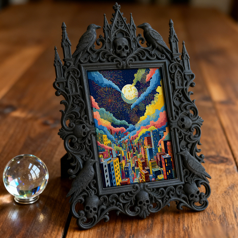 Gothic Dark Frame | Bar Corner Photo Display, Waterproof Plastic, Dual-use Decor