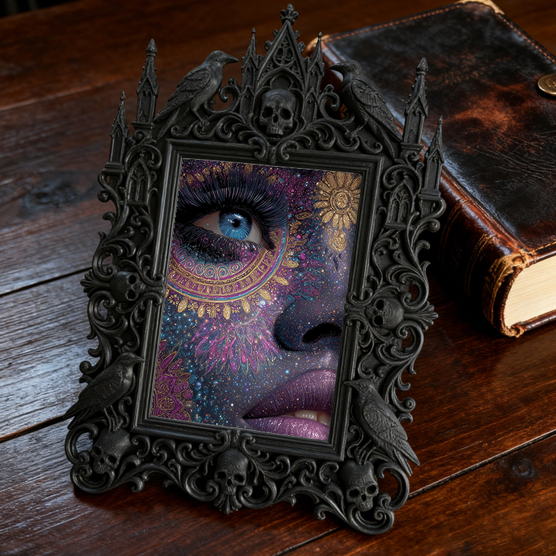 Gothic Dark Frame | Cocktail Bar Photo Frame, Wall/Tabletop, Waterproof Plastic