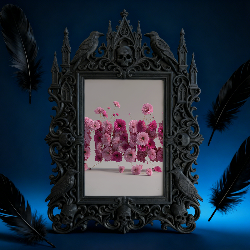 Gothic Dark Frame | Punk Bar Counter Decor, Photo Ornament, Waterproof Plastic