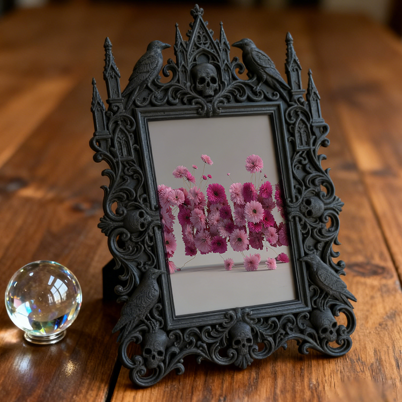 Gothic Dark Frame | Punk Bar Counter Decor, Photo Ornament, Waterproof Plastic