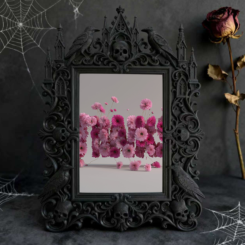 Gothic Dark Frame | Punk Bar Counter Decor, Photo Ornament, Waterproof Plastic